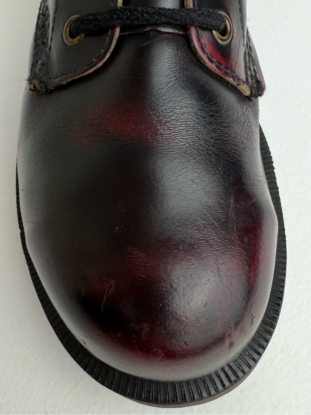 Vintage Dr. Martens 10 Eye Oxblood Red Black Rub Off Steel Toe MIE Boots UK 5 - Picture 7 of 16